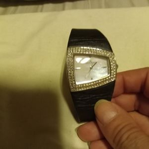 Anne Klein Leather watch in black
